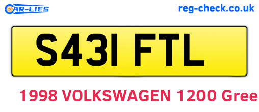 S431FTL are the vehicle registration plates.
