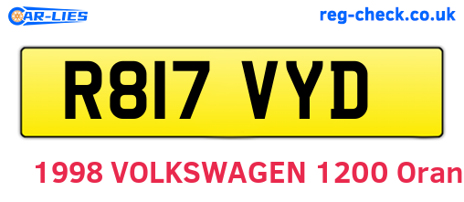 R817VYD are the vehicle registration plates.