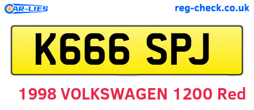 K666SPJ are the vehicle registration plates.