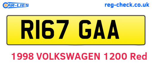 R167GAA are the vehicle registration plates.