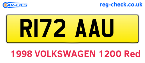 R172AAU are the vehicle registration plates.