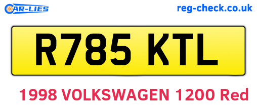 R785KTL are the vehicle registration plates.