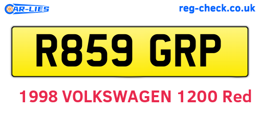 R859GRP are the vehicle registration plates.