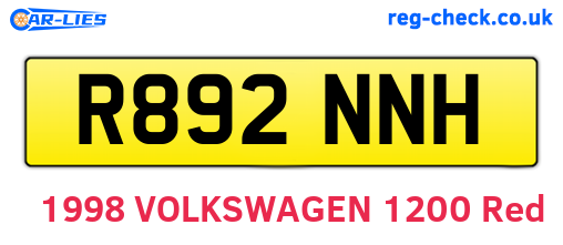 R892NNH are the vehicle registration plates.