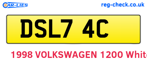 DSL74C are the vehicle registration plates.