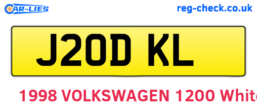 J20DKL are the vehicle registration plates.