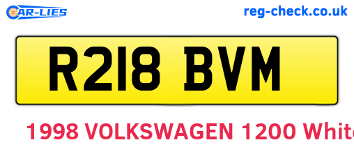 R218BVM are the vehicle registration plates.
