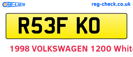 R53FKO are the vehicle registration plates.