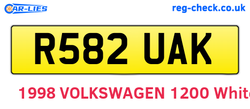 R582UAK are the vehicle registration plates.
