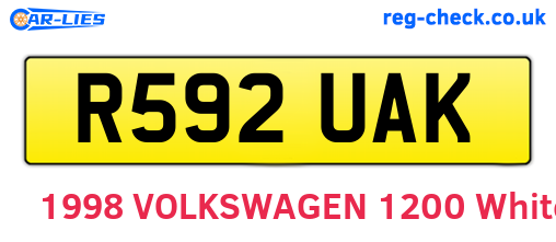 R592UAK are the vehicle registration plates.