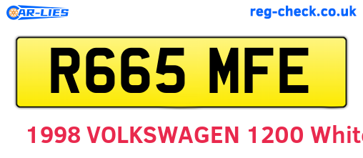 R665MFE are the vehicle registration plates.