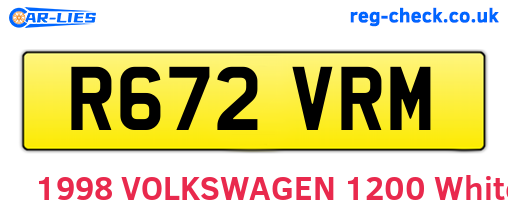 R672VRM are the vehicle registration plates.