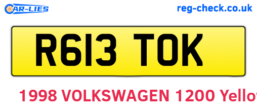 R613TOK are the vehicle registration plates.
