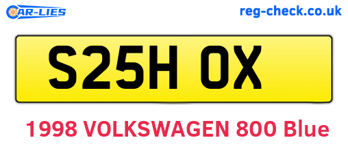 S25HOX are the vehicle registration plates.