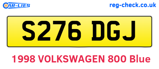 S276DGJ are the vehicle registration plates.