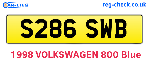 S286SWB are the vehicle registration plates.