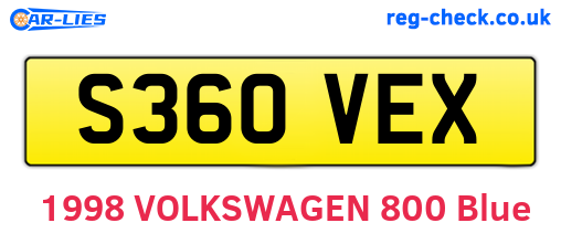 S360VEX are the vehicle registration plates.