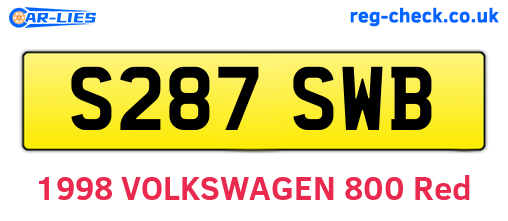 S287SWB are the vehicle registration plates.