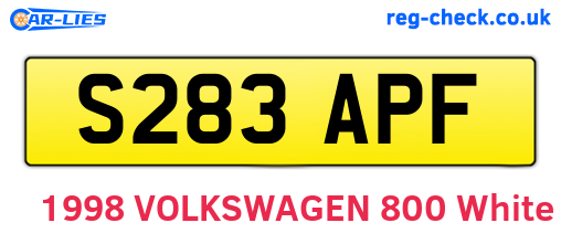 S283APF are the vehicle registration plates.