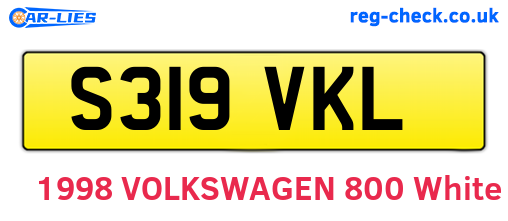 S319VKL are the vehicle registration plates.