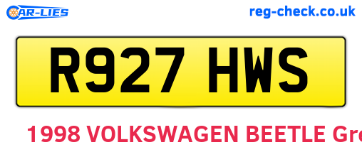 R927HWS are the vehicle registration plates.