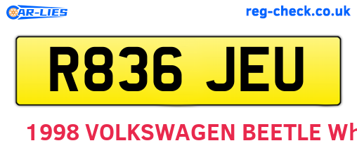 R836JEU are the vehicle registration plates.