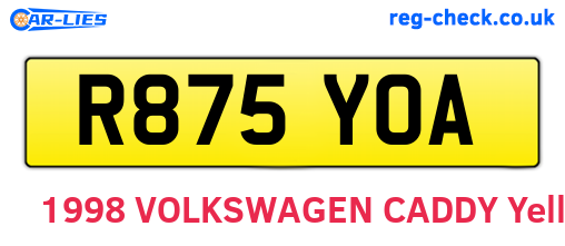 R875YOA are the vehicle registration plates.