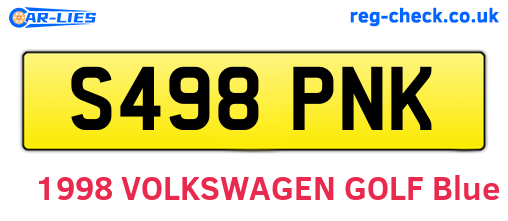 S498PNK are the vehicle registration plates.
