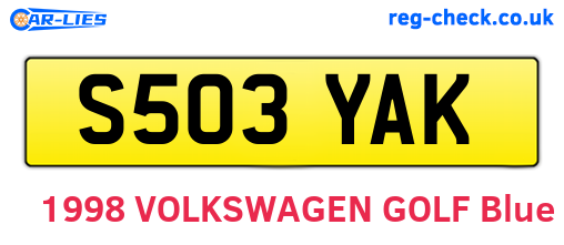 S503YAK are the vehicle registration plates.