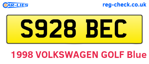 S928BEC are the vehicle registration plates.