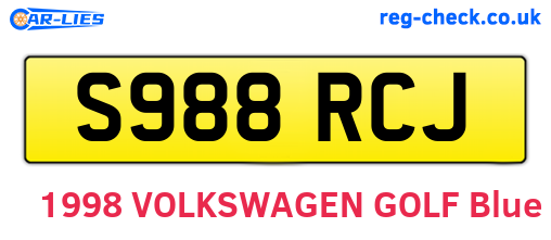 S988RCJ are the vehicle registration plates.