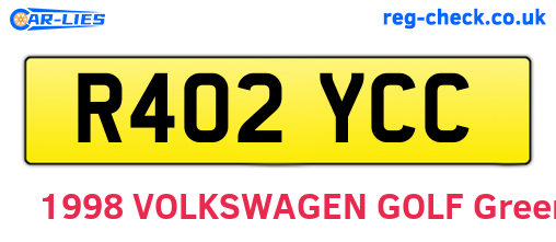 R402YCC are the vehicle registration plates.