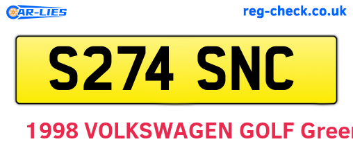 S274SNC are the vehicle registration plates.