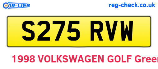 S275RVW are the vehicle registration plates.