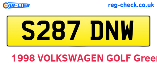 S287DNW are the vehicle registration plates.