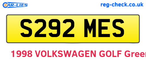 S292MES are the vehicle registration plates.