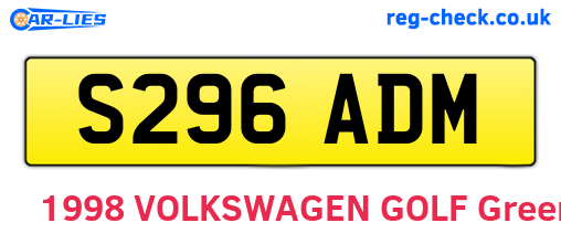 S296ADM are the vehicle registration plates.