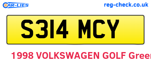 S314MCY are the vehicle registration plates.