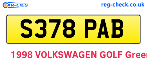 S378PAB are the vehicle registration plates.