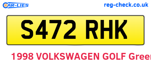 S472RHK are the vehicle registration plates.