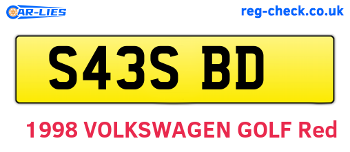 S43SBD are the vehicle registration plates.