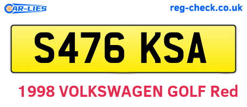 S476KSA are the vehicle registration plates.