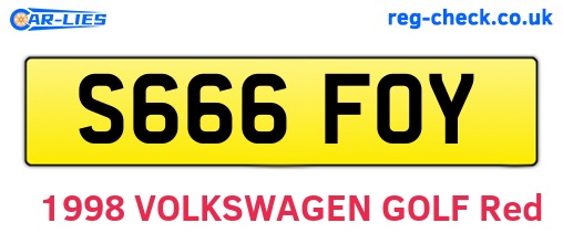 S666FOY are the vehicle registration plates.