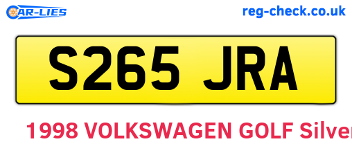 S265JRA are the vehicle registration plates.