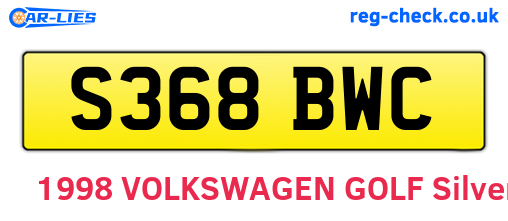 S368BWC are the vehicle registration plates.