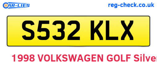 S532KLX are the vehicle registration plates.