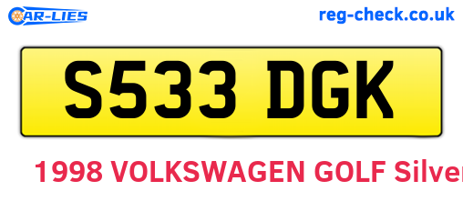 S533DGK are the vehicle registration plates.
