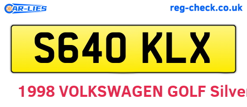 S640KLX are the vehicle registration plates.