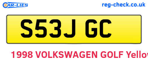 S53JGC are the vehicle registration plates.