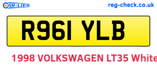 R961YLB are the vehicle registration plates.